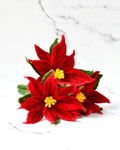 Tara Treasures - Felt Red Poinsettia Flowers (Set of 3 stems)