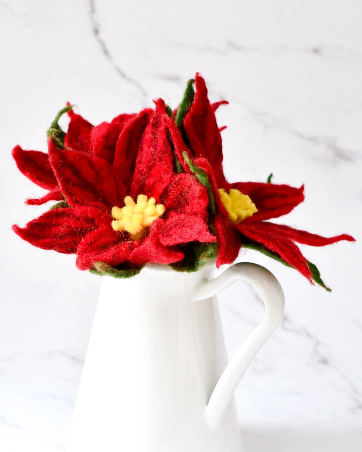 Tara Treasures - Felt Red Poinsettia Flowers (Set of 3 stems)
