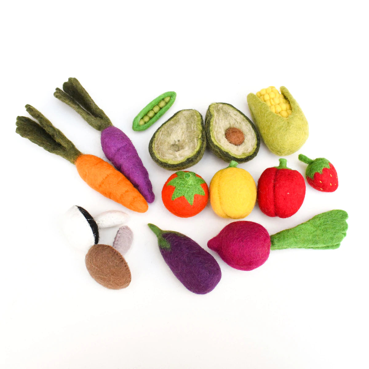 Tara Treasure Felt Vegetables and Fruits set carrot, lemon, avocado