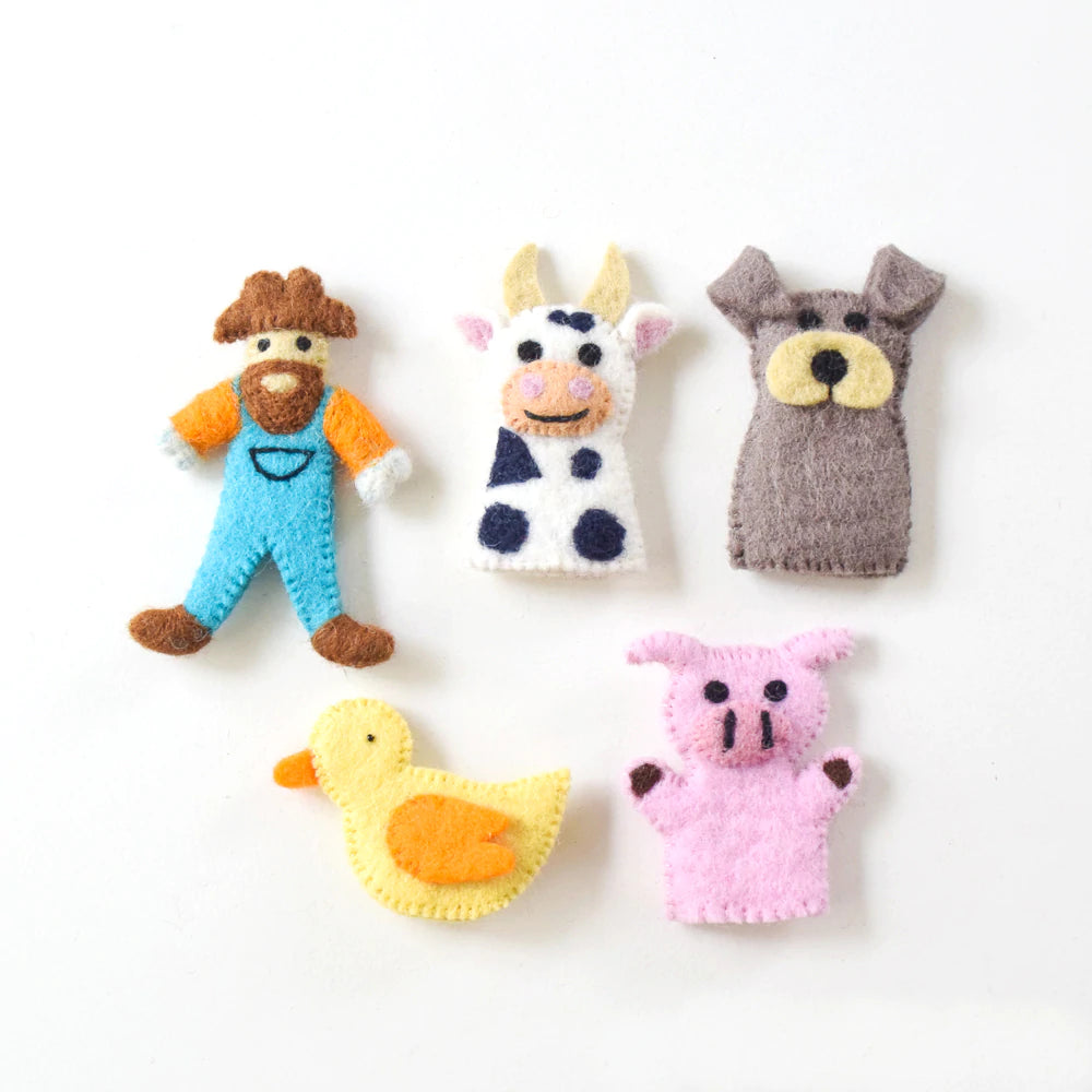 Tara Treasures - Old MacDonald Farm Animals - Finger Puppet Set ( A )