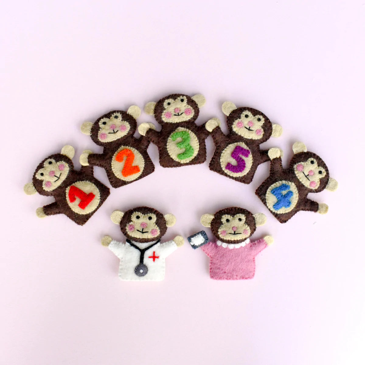 Tara Treasures - Five Little Monkeys, Finger Puppet Set