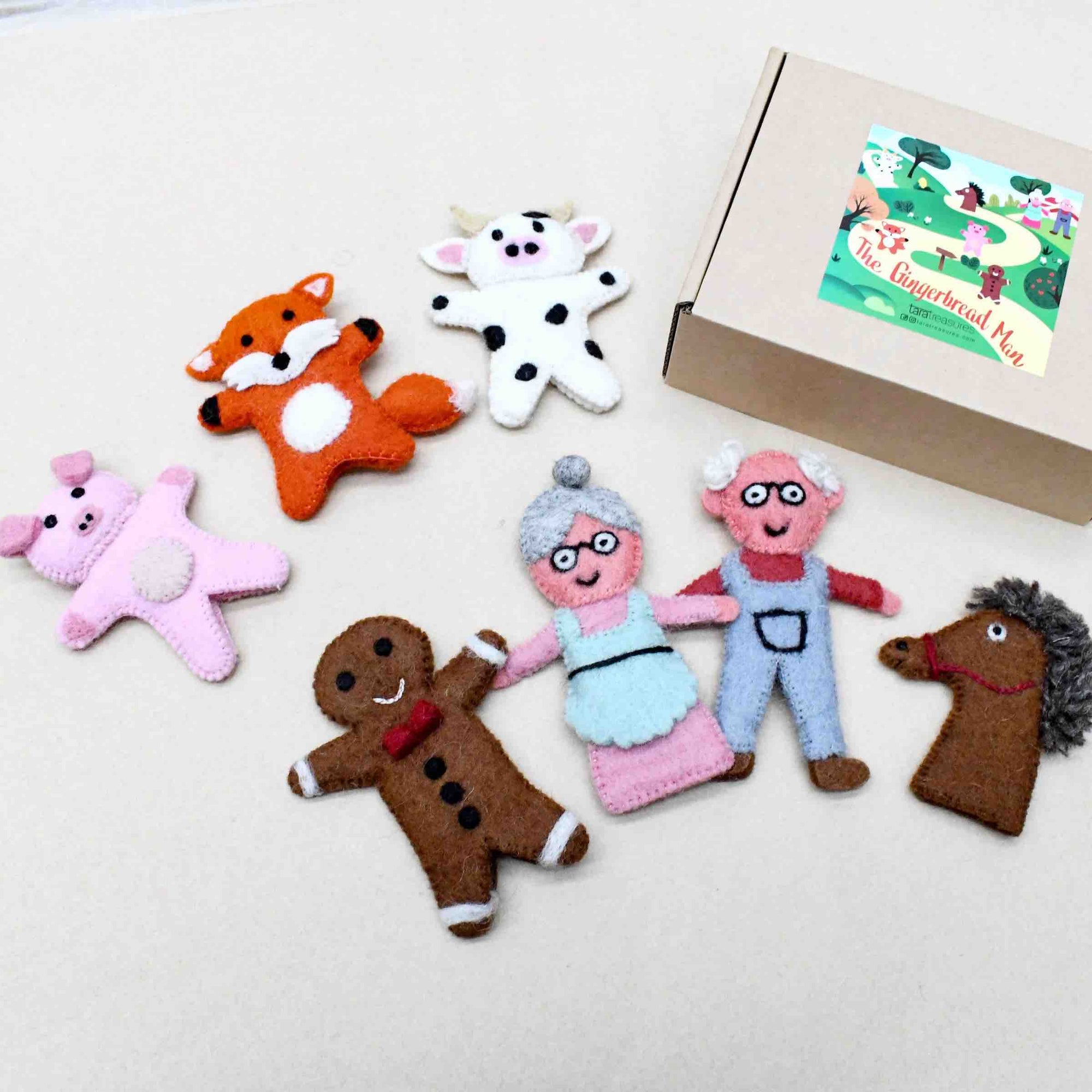 Tara Treasures - Gingerbread Man Story - Finger Puppet Set