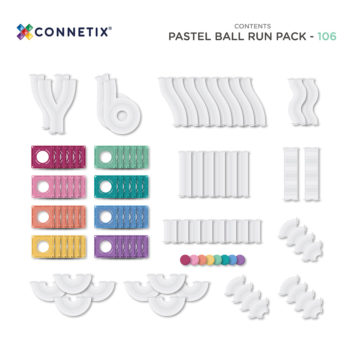 CONNETIX - Pastel Ball Run Pack 106 pc