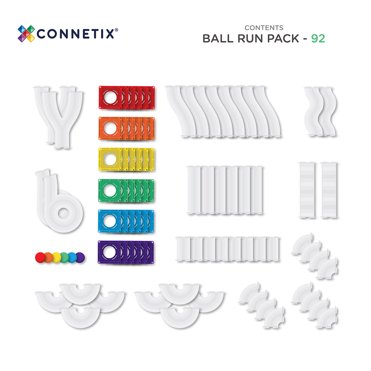 CONNETIX - Rainbow Ball Run Pack 92 pc