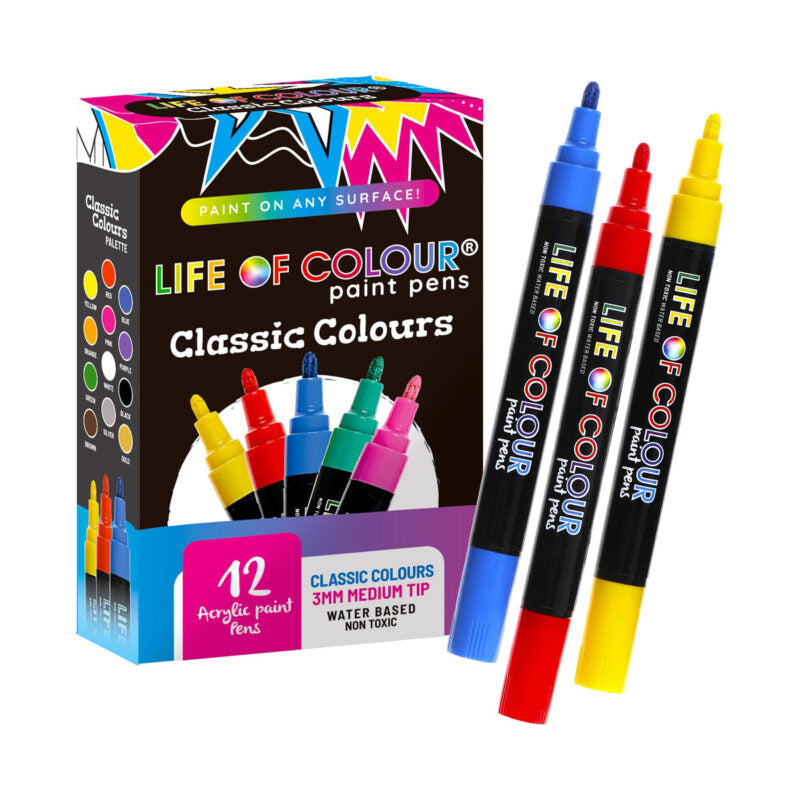 life of colours, classic colours, kids markers, paint pens, art supplies, colouring, best paint pens, medium tip