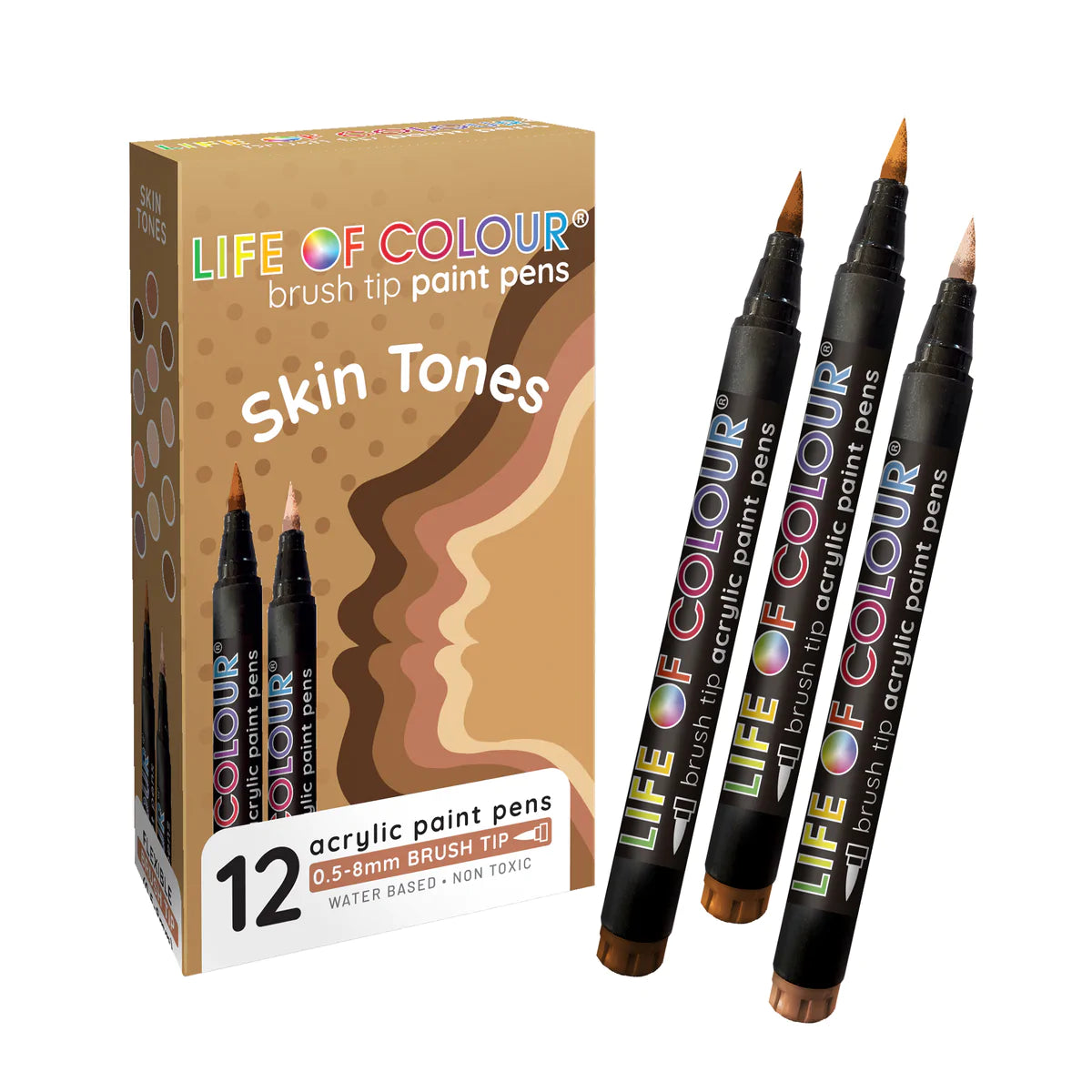 Life of Colour - Skin Tone Brush Tip Acrylic Paint Pens