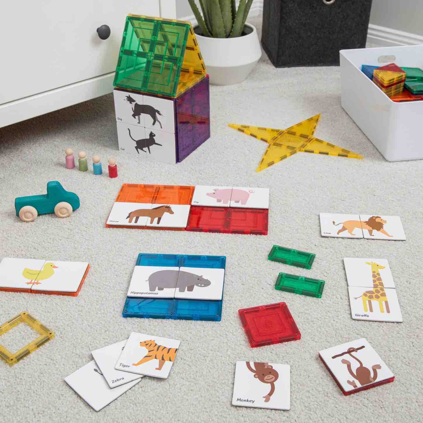 Learn & Grow Magnetic Tile Topper - Duo Animal Puzzle Pack (40 Piece)