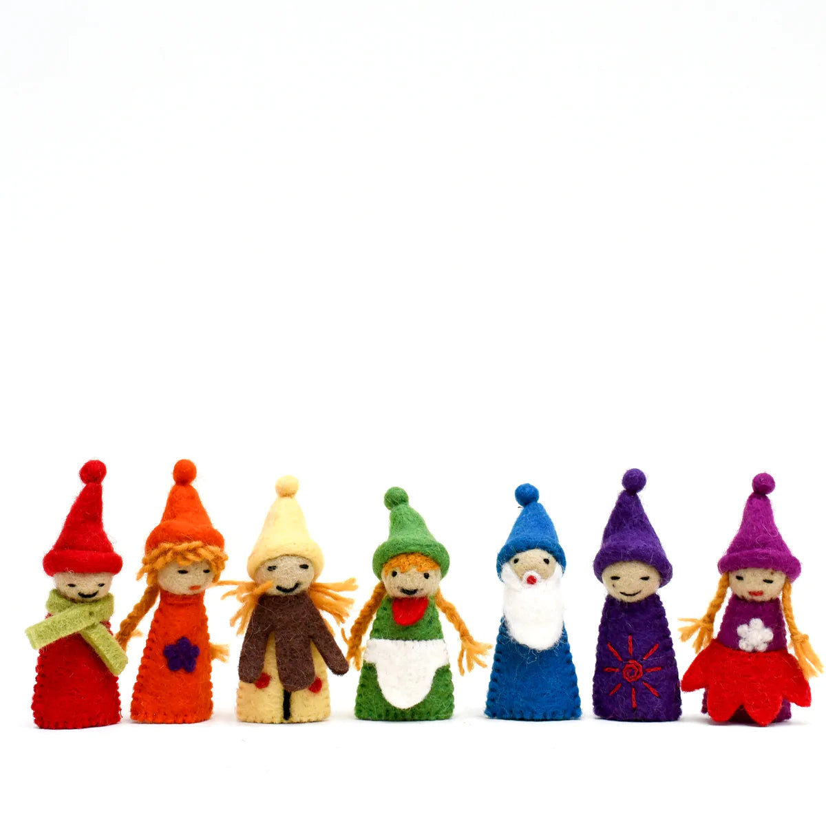 Tara Treasures - Rainbow Colourful Gnomes Finger Puppet Set