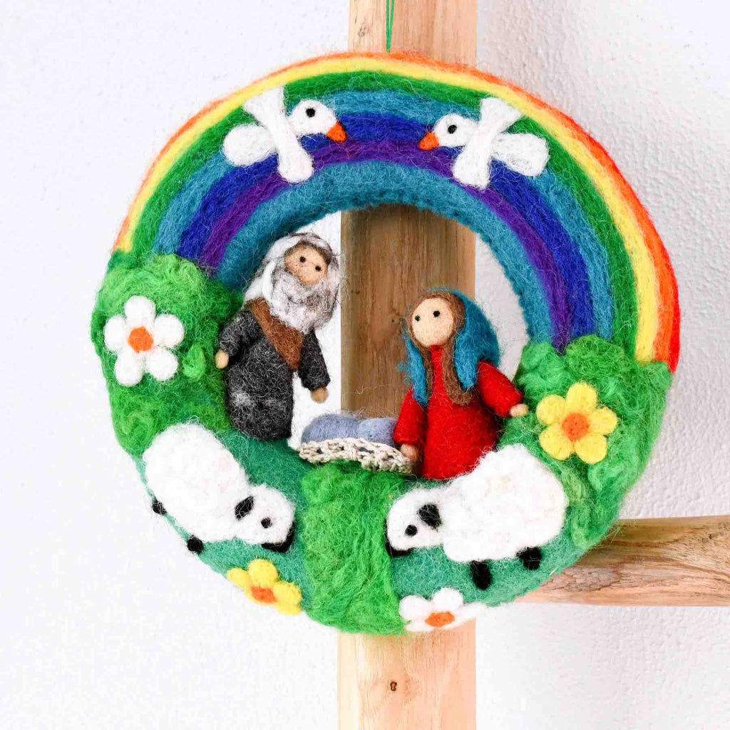 Tara Treasures - Felt Christmas Rainbow Nativity Wreath