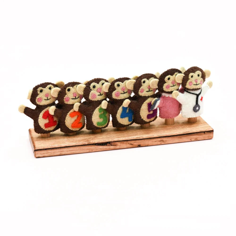 Tara Treasures - Five Little Monkeys, Finger Puppet Set