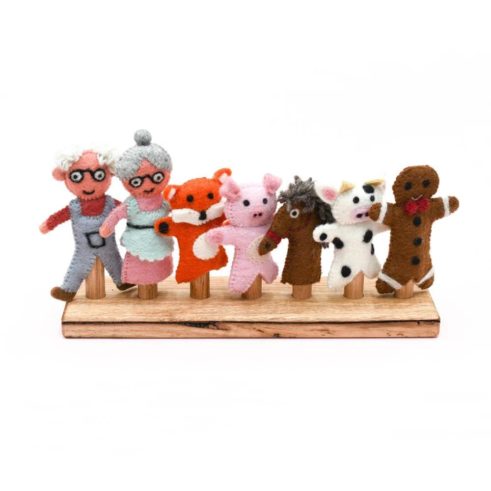 Tara Treasures - Gingerbread Man Story - Finger Puppet Set