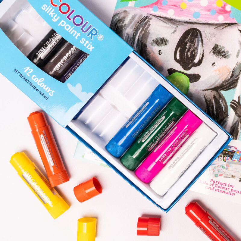 Paint stix, life of colour, art supplies, silky paint stix, paint sticks, kids crayons, window crayons