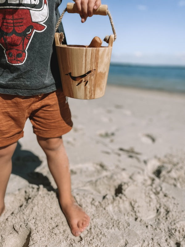 Explore Nook - Wooden Bucket & Scoop set (Whale Burn Stamp Edition)
